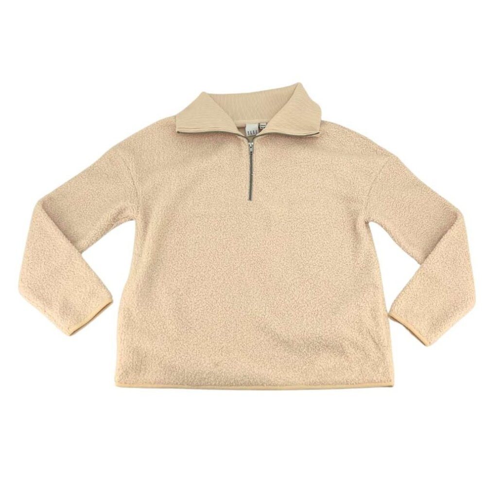Elle Women's Cream 1/4 Zip Fleece Pullover Sweater / Size Medium